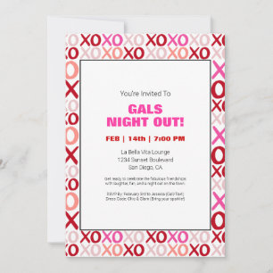 Gals Out XOXO Rosa Cute Galentine Day Party Inbjudningar