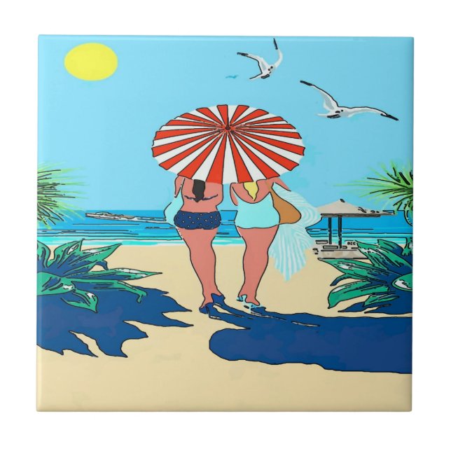 Gals på Beach Kakelplatta (Framsidan)