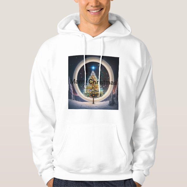 Galtaktisk jul: Space-Thned Helgdag T-Shirt Hoodie (Framsida)