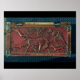 Galtjakt, platta från en Byzantinecasket, 11th ce Poster