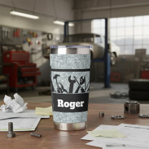 Galvaniserad metall med verktygslåda personifierad