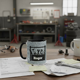 Galvanized metal with toolbox personalized mugg