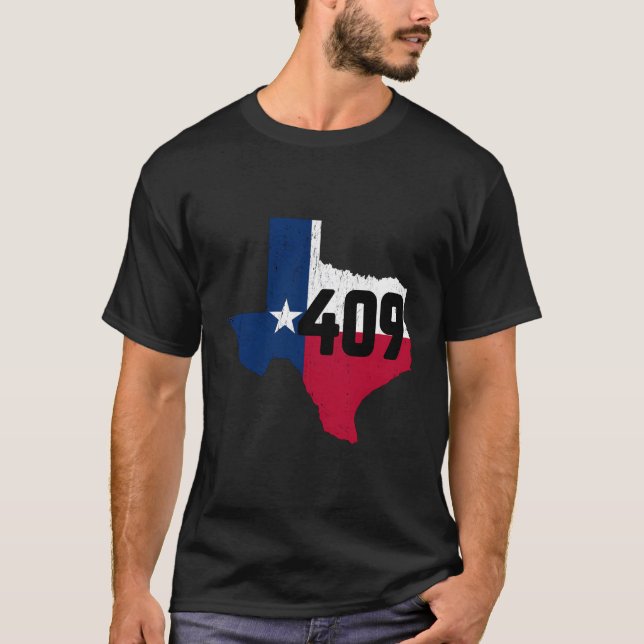 Galveston Area Code 409 Mobil Number Texas Souveni T Shirt (Framsida)