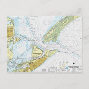 Galveston Bay och Texas City Harbur-diagram Vykort