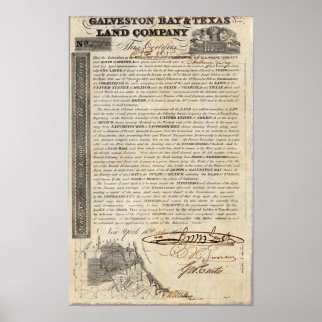 Galveston Bay och Texas Land Company Poster (Framsidan)