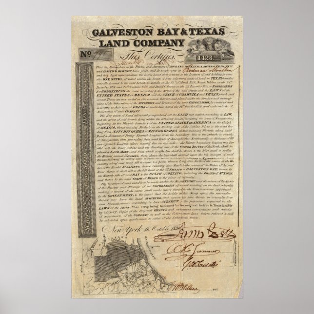 Galveston Bay och Texas Land Company Poster (Framsidan)