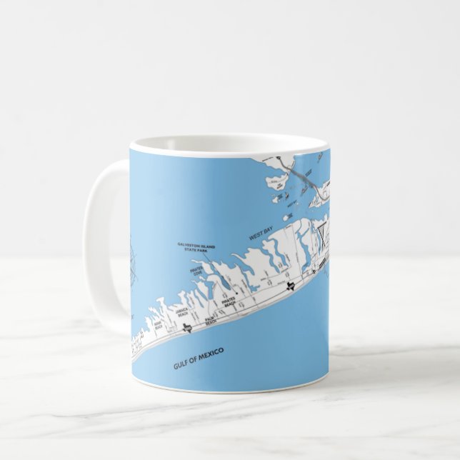 Galveston Beach Map Mug Kaffemugg (Framsida vänster)