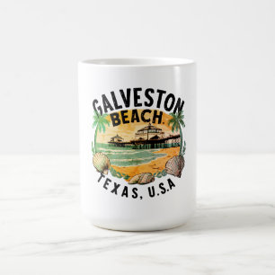 Galveston Beach Retro Vignette Kaffemugg