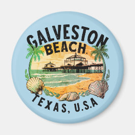 Galveston Beach Retro Vignette Magnet