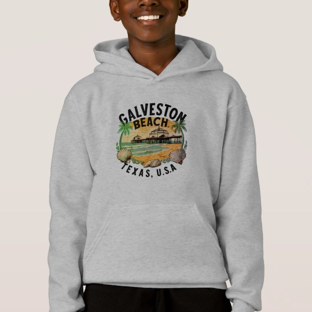 Galveston Beach Retro Vignette T Shirt (Framsida)