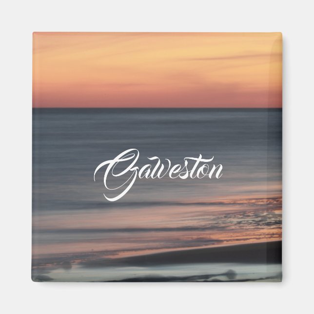 Galveston Beach Sunset Travel Souvenir Anpassnings Magnet (Framsidan)