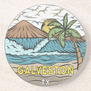 Galveston Beach Texas Vintage Underlägg