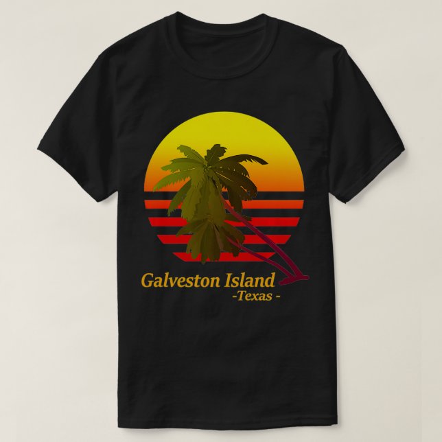 GALVESTON ISLAND, TEXAS BEACH SUNSET VACATION SOUV T SHIRT (Design framsida)