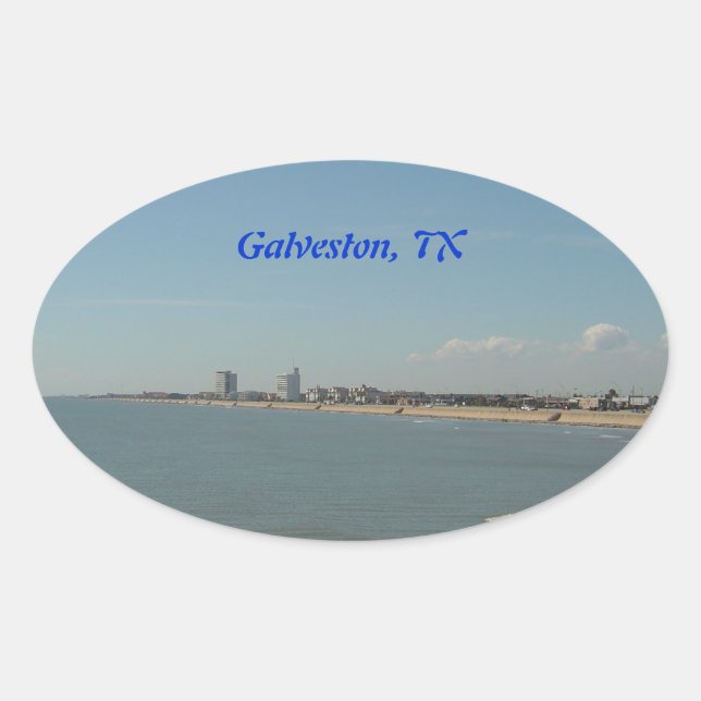 Galveston Island, Texas Ovalt Klistermärke (Framsida)