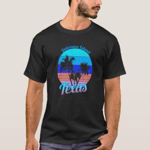 Galveston Island Texas Retro Tropical Handflatan T Shirt