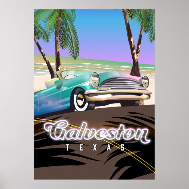 Galveston Island Texas USA karta Poster (Framsidan)