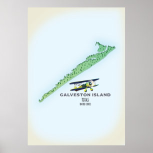 Galveston Island Texas USA karta Poster