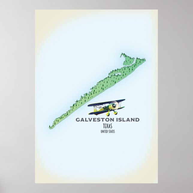 Galveston Island Texas USA karta Poster (Framsidan)