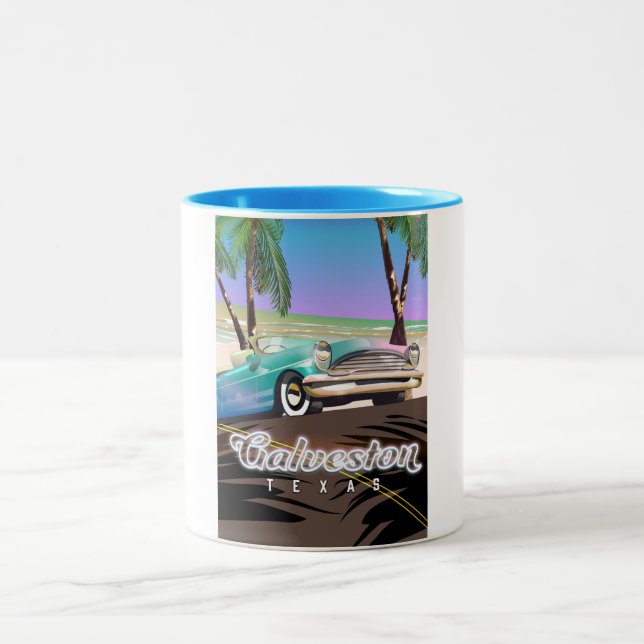 Galveston Island Texas USA karta Två-Tonad Mugg (Center)