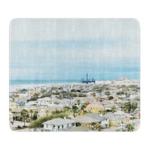 Galveston-kusten, strand och stadsutsikt