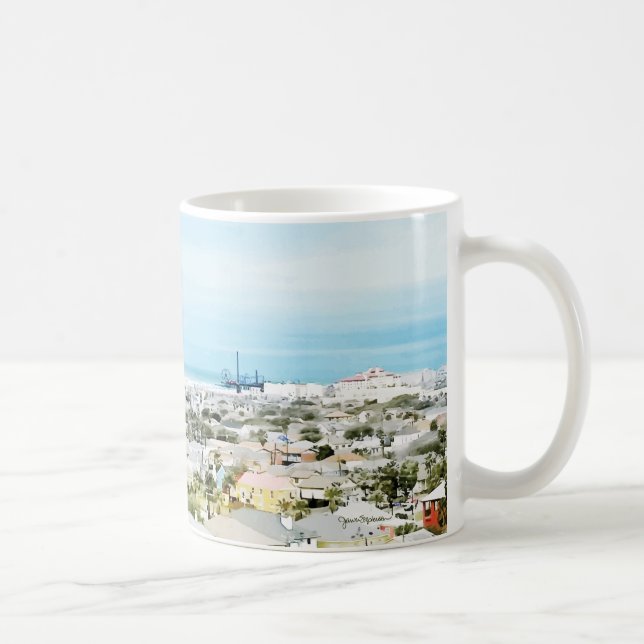 Galveston-kusten, strand och stadsutsikt kaffemugg (Höger)