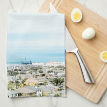 Galveston-kusten, strand och stadsutsikt