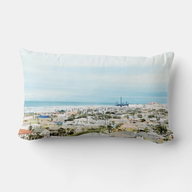 Galveston-kusten, strand och stadsutsikt lumbarkudde (Baksida)