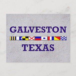 Galveston Nautical Flagga - Sand Postcard Vykort