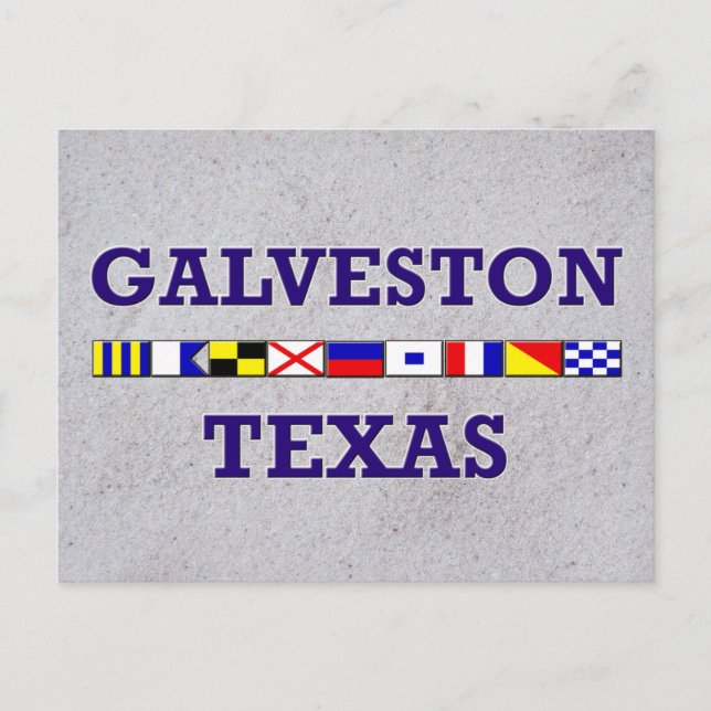 Galveston Nautical Flagga - Sand Postcard Vykort (Framsida)