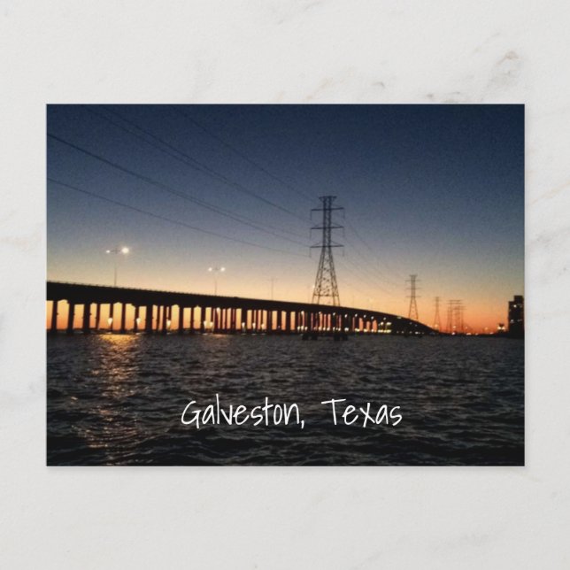 Galveston Night Time Skyline Vykort (Framsida)