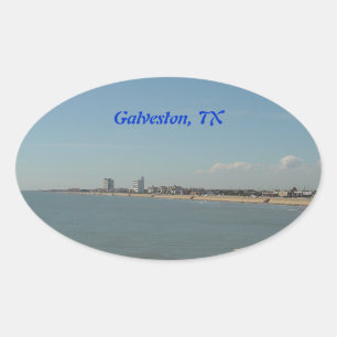 Galveston ö, Texas Ovalt Klistermärke