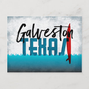 Galveston Postcard Texas Surfboard Vykort