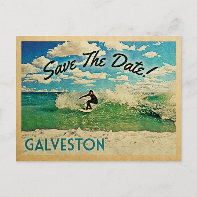 Galveston räddade Texas Surfing Meddelande Vykort (Framsida)