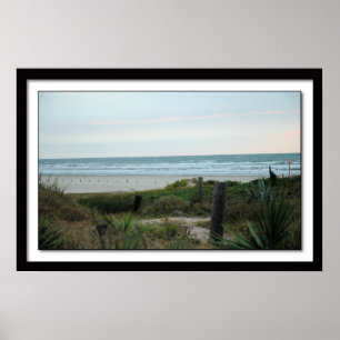 Galveston strand nära solnedgång poster