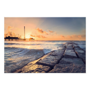 Galveston strandsoluppgång fototryck