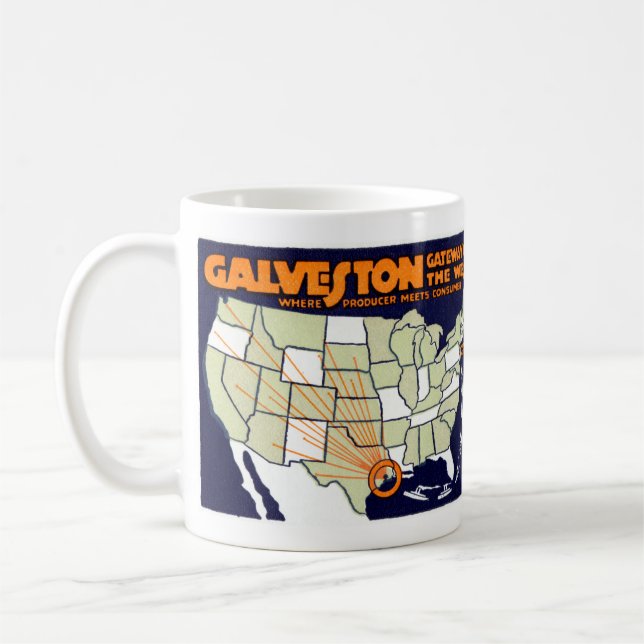 Galveston Texas affisch 1920 Kaffemugg (Vänster)