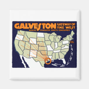 Galveston Texas affisch 1920 Magnet