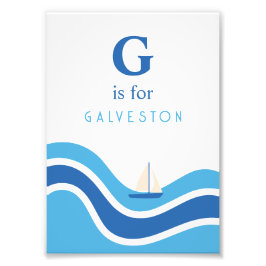 Galveston Texas Alphabet Nursery Decor Photo Print Fototryck