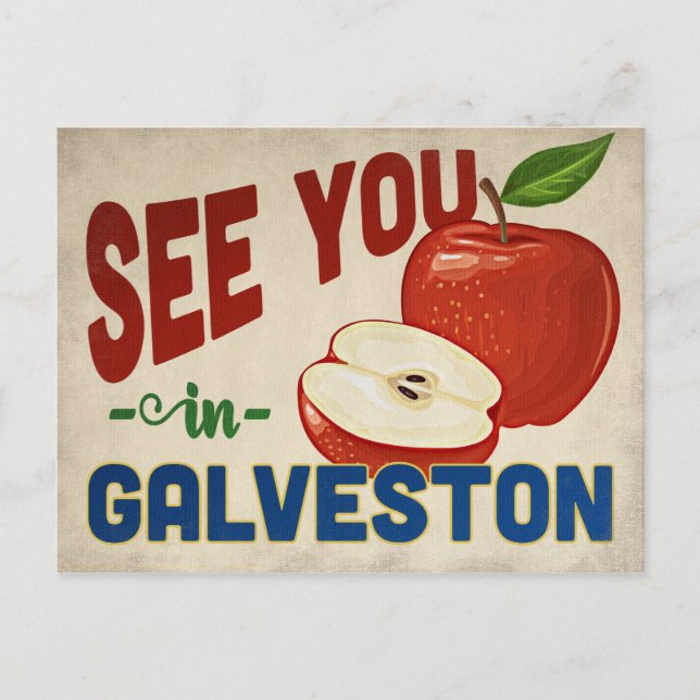 Galveston Texas Apple - Vintage resor Vykort (Framsida)