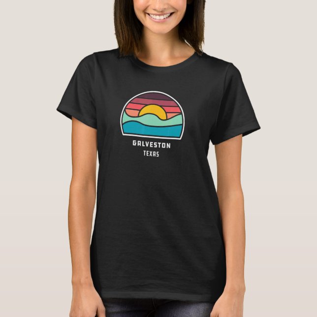 Galveston Texas Cool Minimalist Ocean Wave Sunset T Shirt (Framsida)