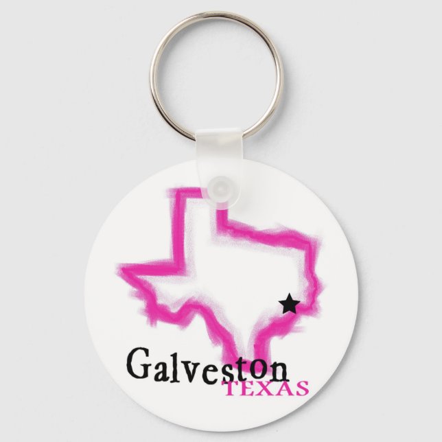 Galveston Texas konstnärliga rosa Nyckelring (Framsida)