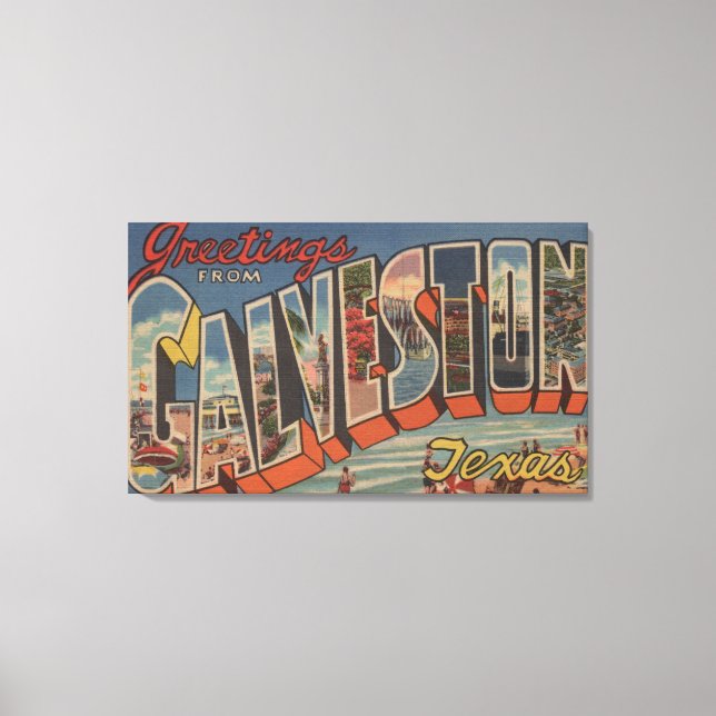 Galveston, Texas - Large Brev Scenes 2 Canvastryck (Framsida)
