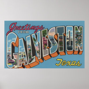Galveston, Texas - Large Brev Scenes Poster