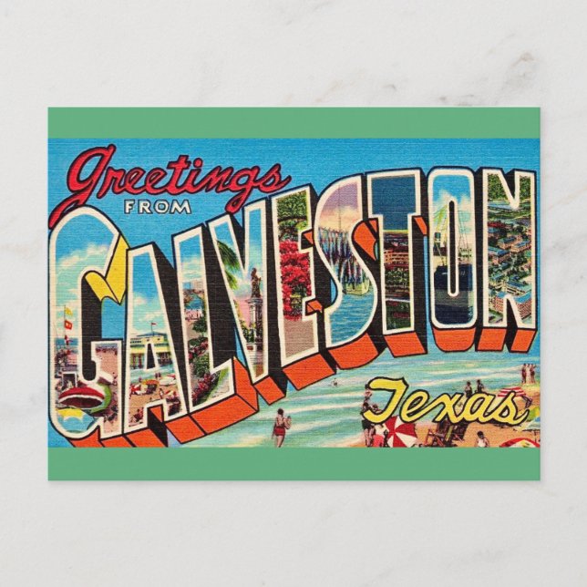 Galveston Texas Postcard Vykort (Framsida)