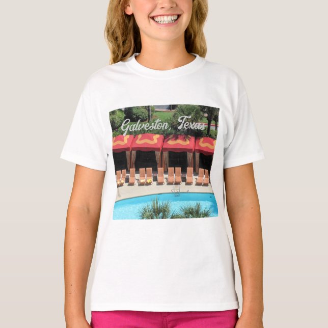 Galveston, Texas - San Luis Hotel Sundeck  T Shirt (Framsida)