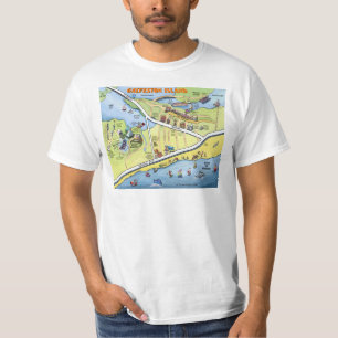 Galveston Texas tecknadkarta T-shirt