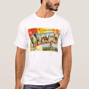 Galveston Texas TX gammal vintage resorsouvenir Tee