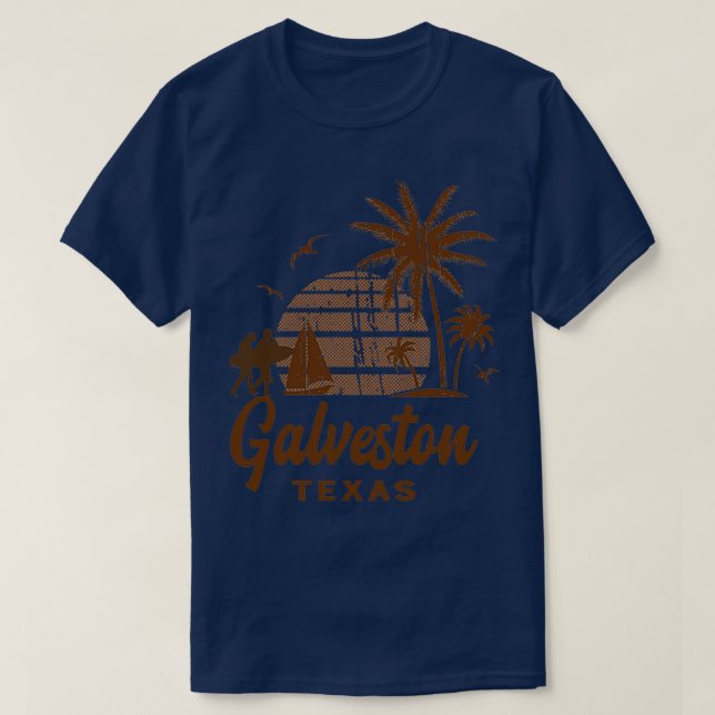 Galveston Texas Vintage Sunset T Shirt (Design framsida)