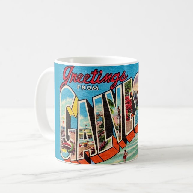 Galveston Texas vykortsmugg Kaffemugg (Framsida vänster)