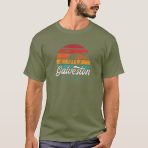 GALVESTON TX, Galveston Texas Retro Sunset Design T Shirt